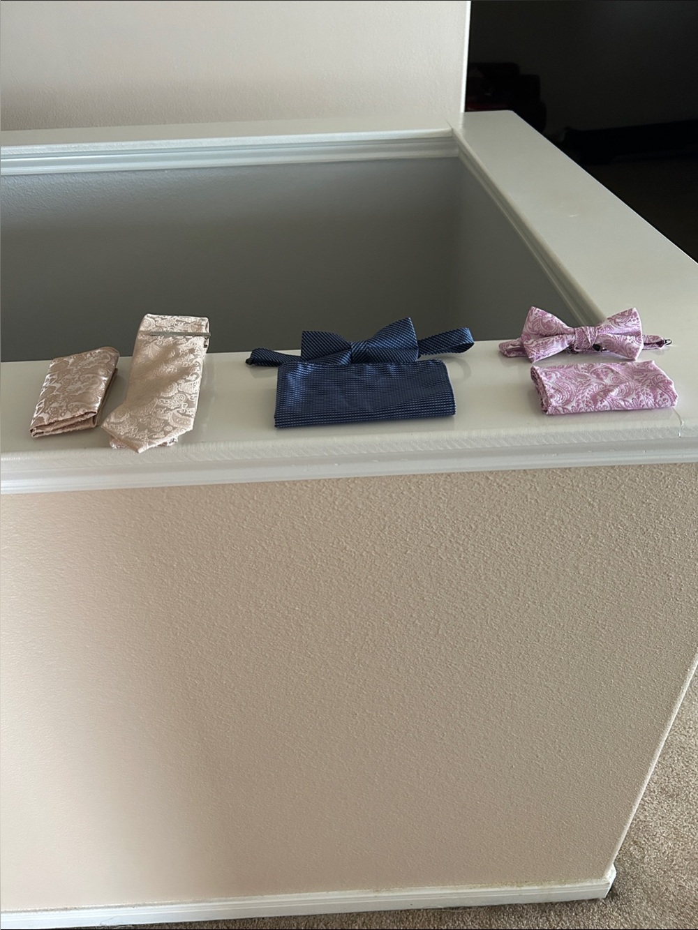 Kids Satin Bow Tie and Pocket Square Set - Blue, Pink, Champagne